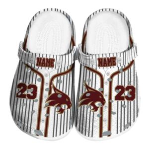 personalized texas state bobcats pinstripe pattern clog best selling