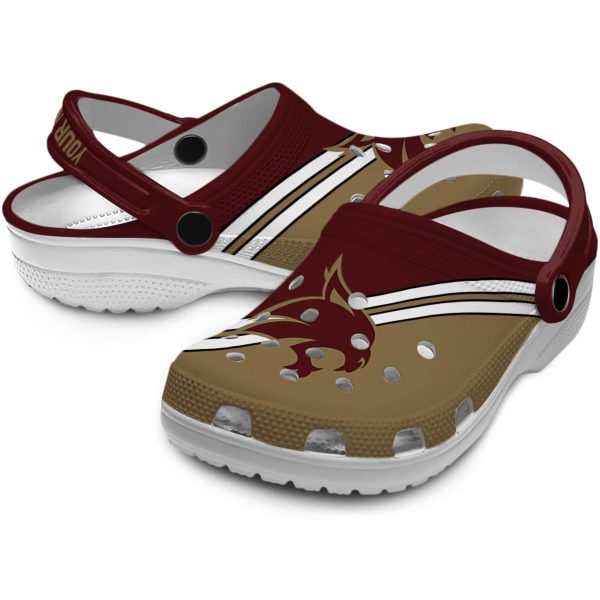 personalized texas state bobcats striped accents clog high quality