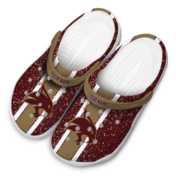 personalized texas state bobcats vertical stripes clog latest model