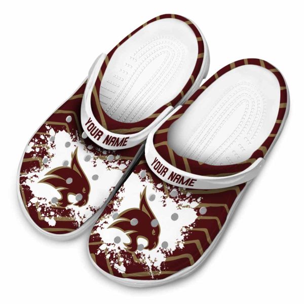 personalized texas state bobcats zigzag paint burst clog latest model