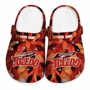 personalized toledo rockets autumn leaves clog best selling