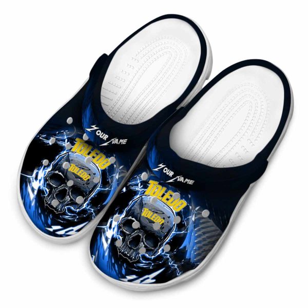 personalized toledo rockets gothic skull clog latest model