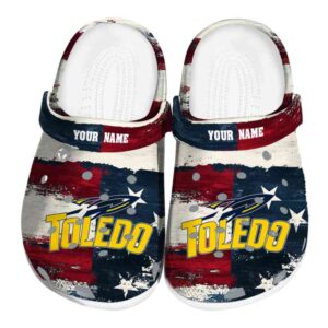 personalized toledo rockets patriotic stripes clog best selling