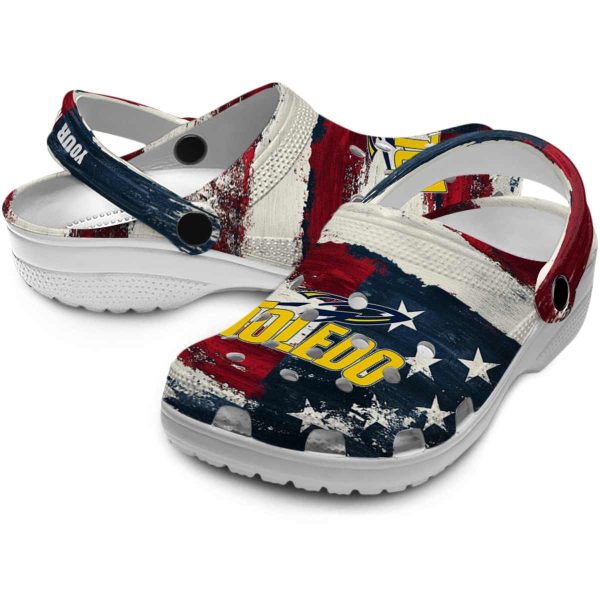 personalized toledo rockets patriotic stripes clog high quality