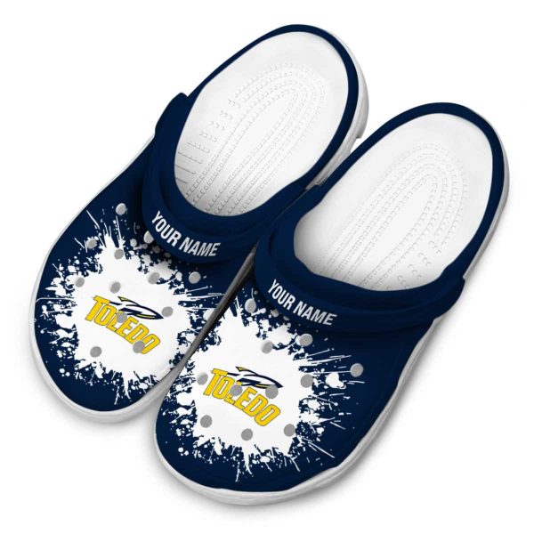 personalized toledo rockets splatter background clog latest model
