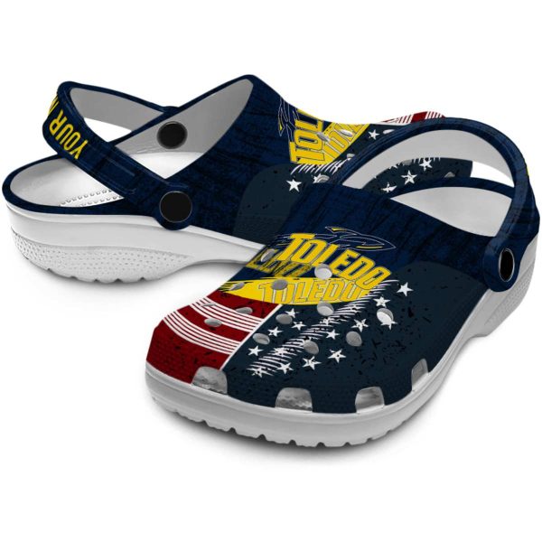 personalized toledo rockets star spangled side pattern clog high quality