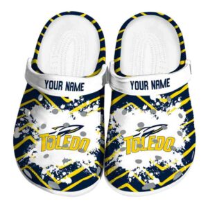 personalized toledo rockets zigzag paint burst clog best selling
