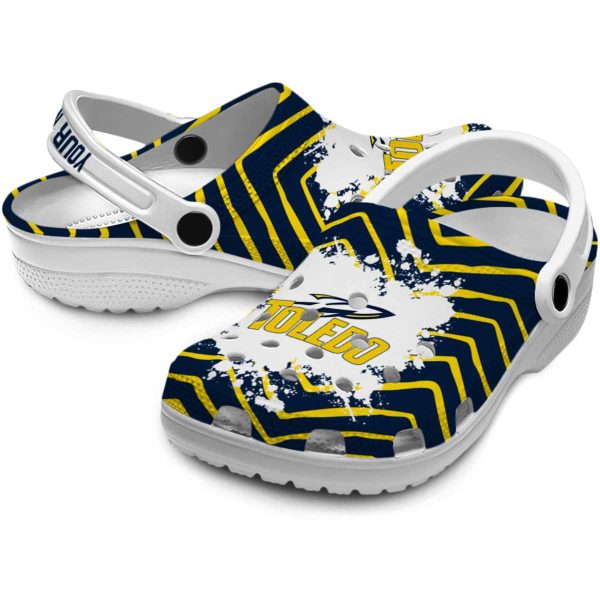 personalized toledo rockets zigzag paint burst clog high quality