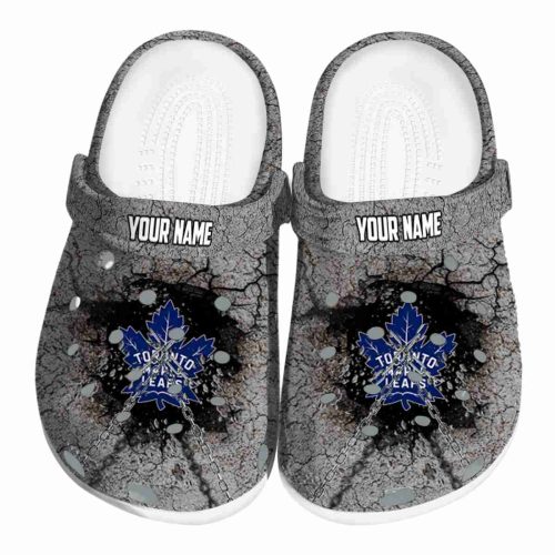 personalized toronto maple leafs cracked ground texture clog best selling
