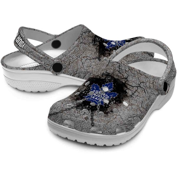 personalized toronto maple leafs cracked ground texture clog high quality