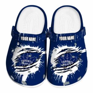personalized toronto maple leafs splash motif background clog best selling