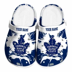 personalized toronto maple leafs splatter pattern clog best selling