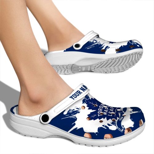 personalized toronto maple leafs splatter pattern clog fashion forward