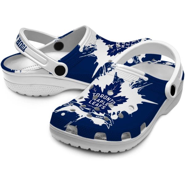 personalized toronto maple leafs splatter pattern clog high quality