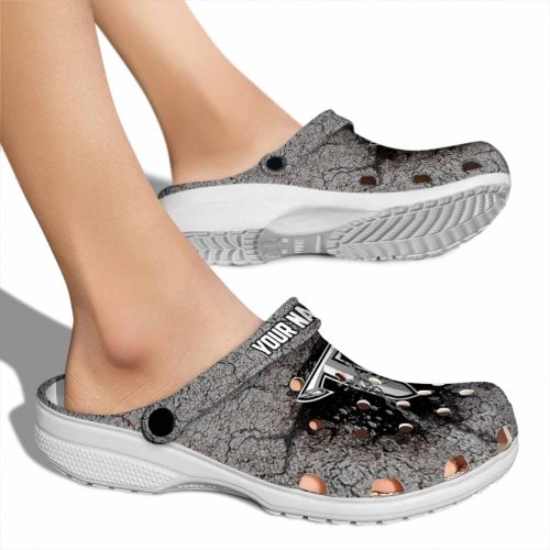 personalized troy trojans cracked ground texture clog fashion forward