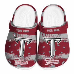 personalized troy trojans paint splatter graphics clog best selling