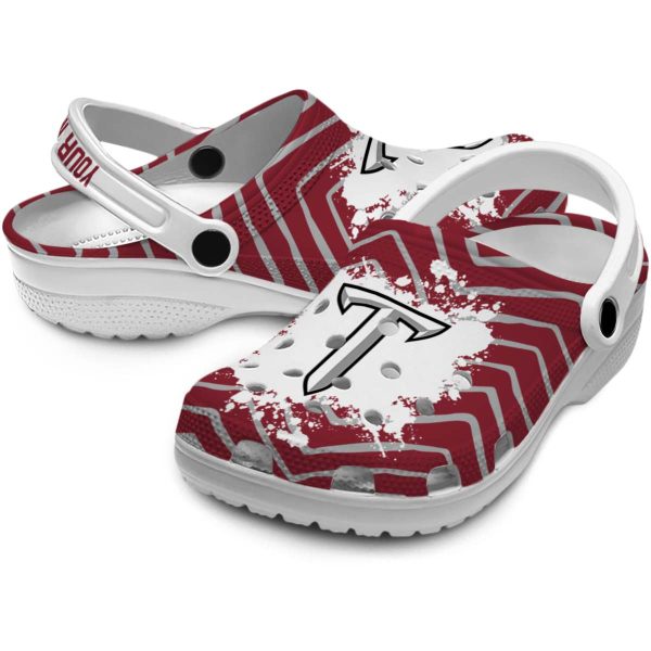 personalized troy trojans zigzag paint burst clog high quality