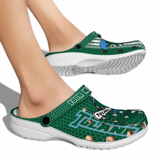 personalized tulane green wave contrasting stripes clog fashion forward
