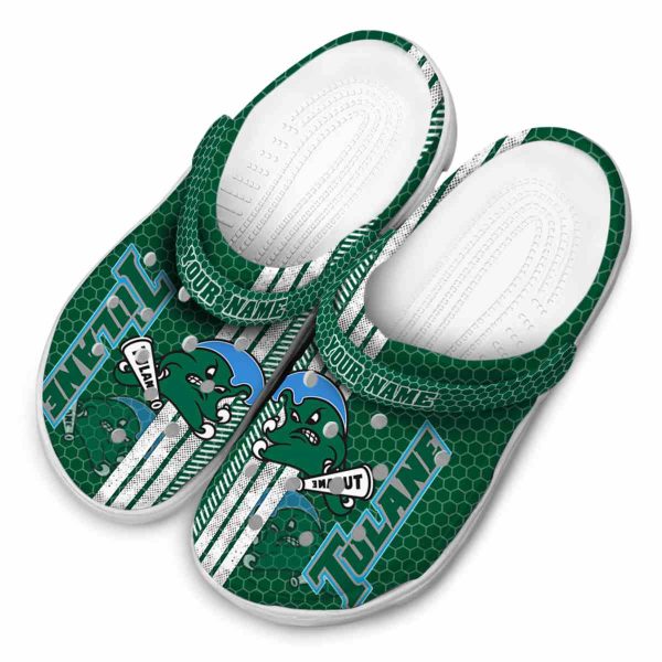 personalized tulane green wave contrasting stripes clog latest model