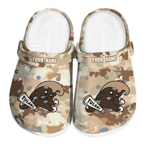 personalized tulane green wave desert camo clog best selling
