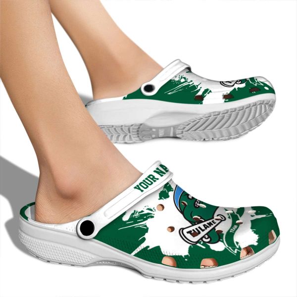 personalized tulane green wave splatter pattern clog fashion forward