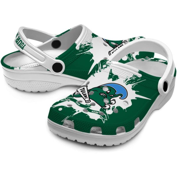 personalized tulane green wave splatter pattern clog high quality