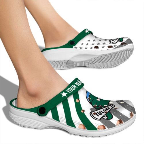 personalized tulane green wave star spangled graphic clog fashion forward