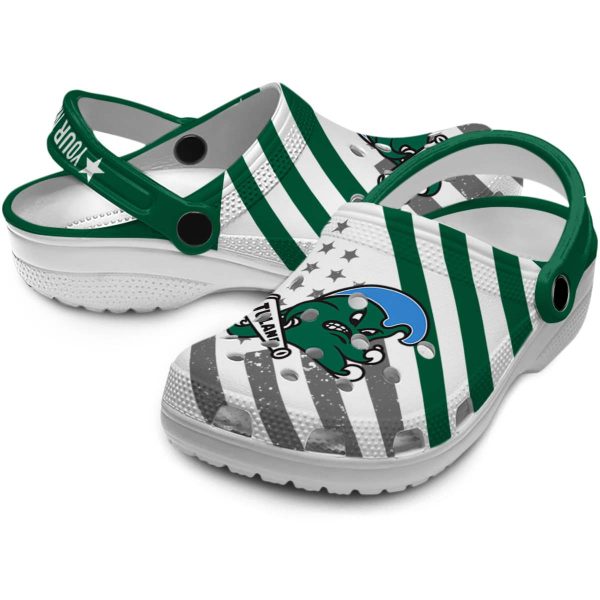 personalized tulane green wave star spangled graphic clog high quality