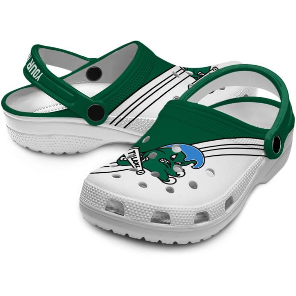 personalized tulane green wave striped accents clog high quality
