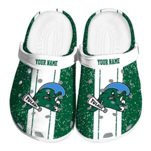 personalized tulane green wave vertical stripes clog best selling