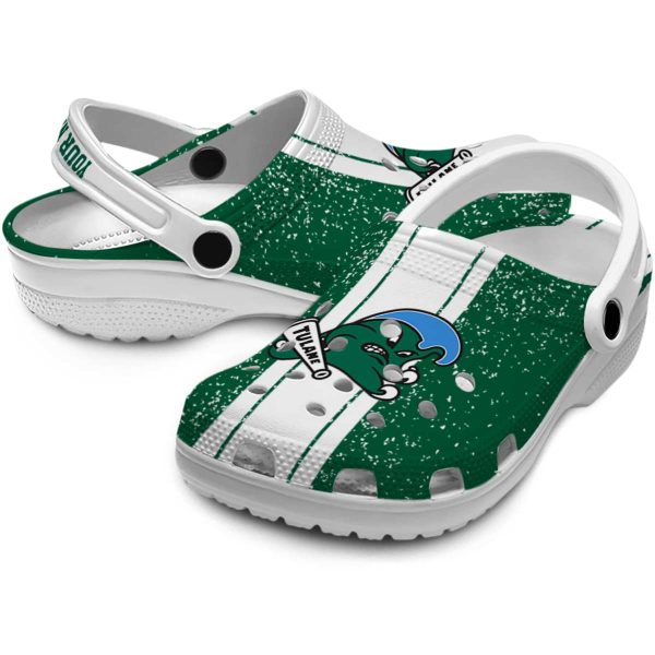 personalized tulane green wave vertical stripes clog high quality
