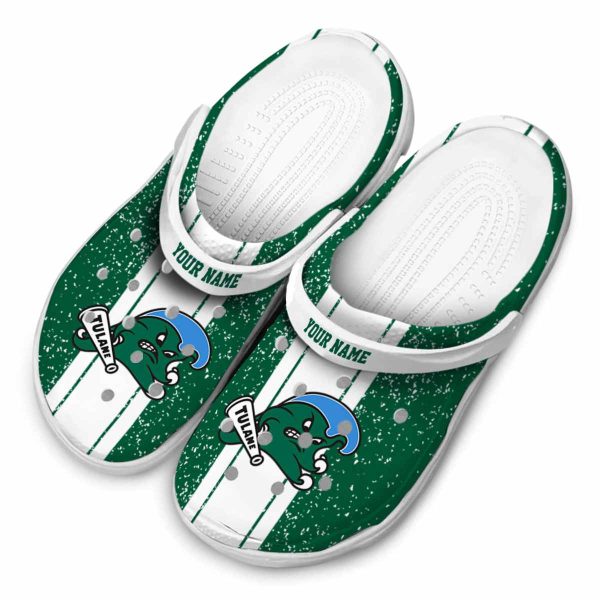 personalized tulane green wave vertical stripes clog latest model