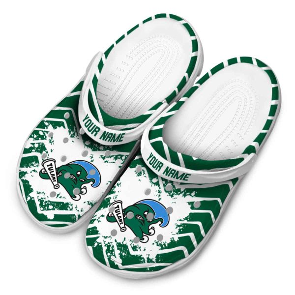 personalized tulane green wave zigzag paint burst clog latest model