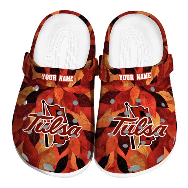 personalized tulsa golden hurricane autumn leaves clog best selling