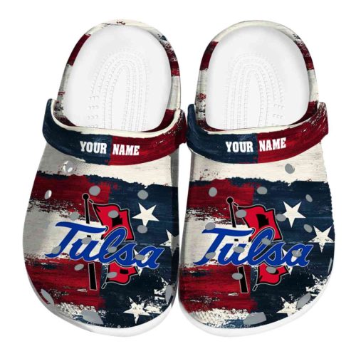 personalized tulsa golden hurricane patriotic stripes clog best selling