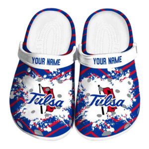 personalized tulsa golden hurricane zigzag paint burst clog best selling