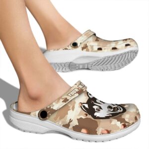 personalized uconn huskies desert camo clog fashion forward