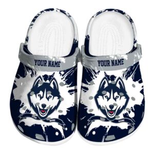 personalized uconn huskies splatter pattern clog best selling