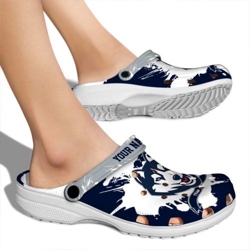 personalized uconn huskies splatter pattern clog fashion forward
