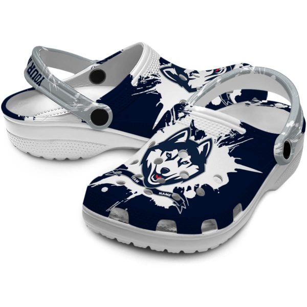 personalized uconn huskies splatter pattern clog high quality