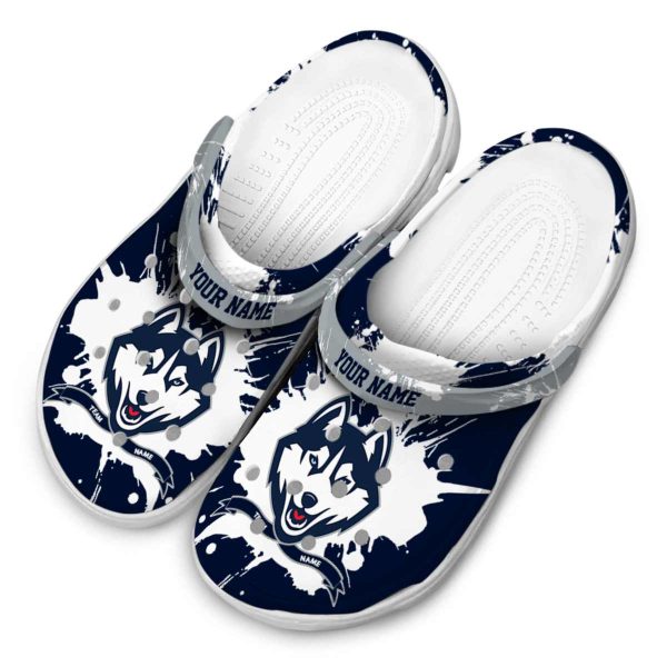 personalized uconn huskies splatter pattern clog latest model