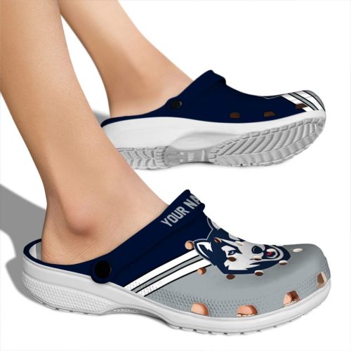 personalized uconn huskies striped accents clog fashion forward
