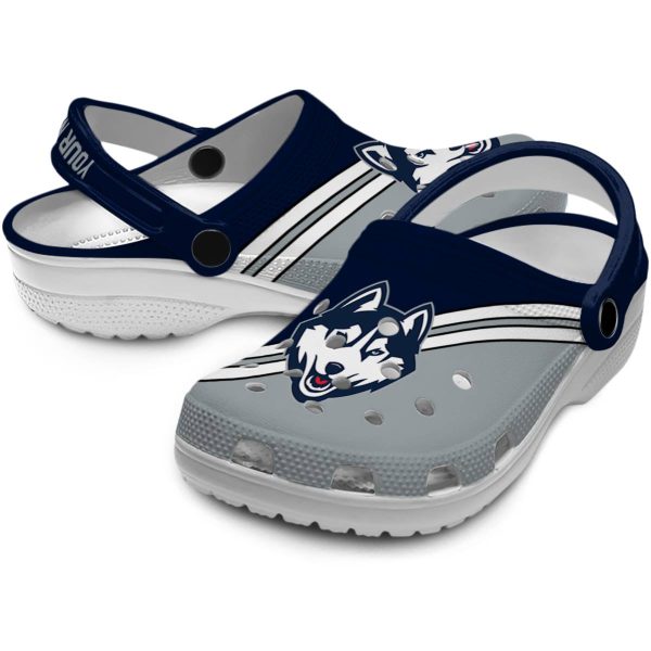 personalized uconn huskies striped accents clog high quality
