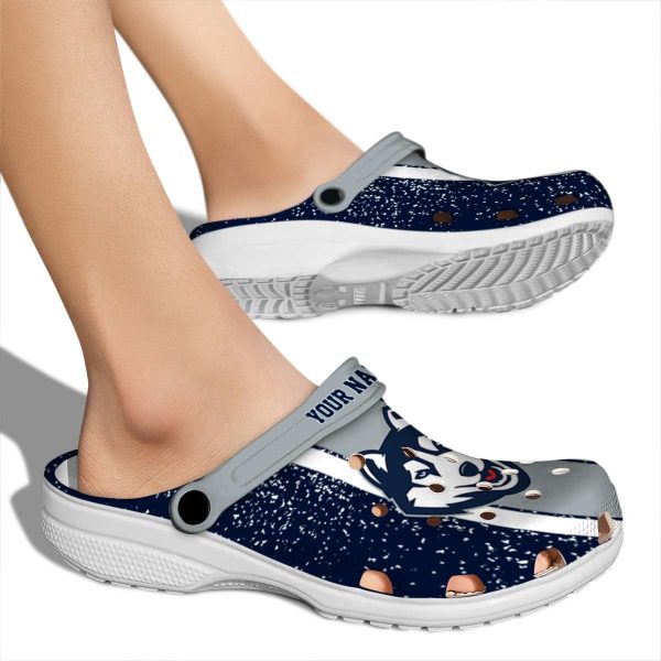 personalized uconn huskies vertical stripes clog fashion forward