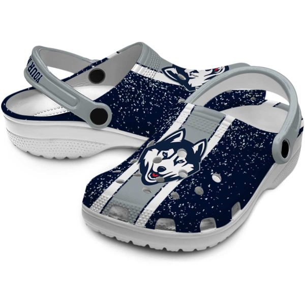 personalized uconn huskies vertical stripes clog high quality