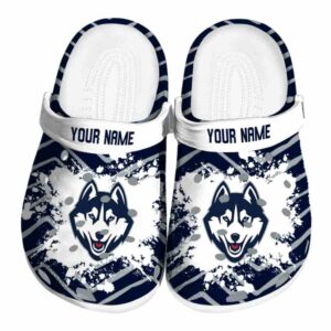 personalized uconn huskies zigzag paint burst clog best selling