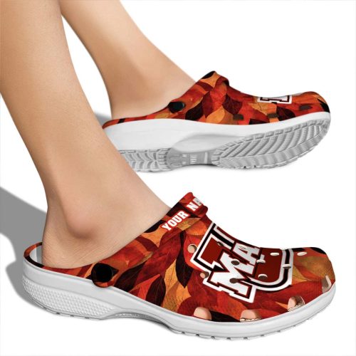 personalized umass minutemen autumn leaves clog fashion forward