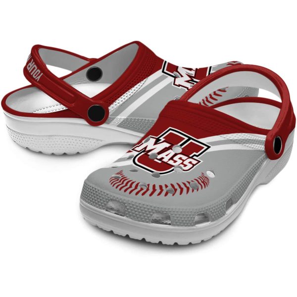 personalized umass minutemen baseball motif clog high quality
