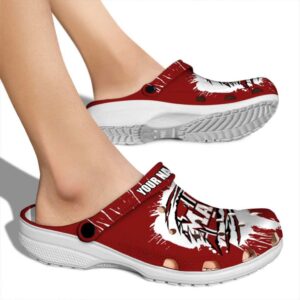 personalized umass minutemen splash motif background clog fashion forward