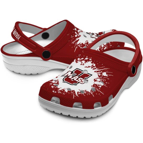 personalized umass minutemen splatter background clog high quality